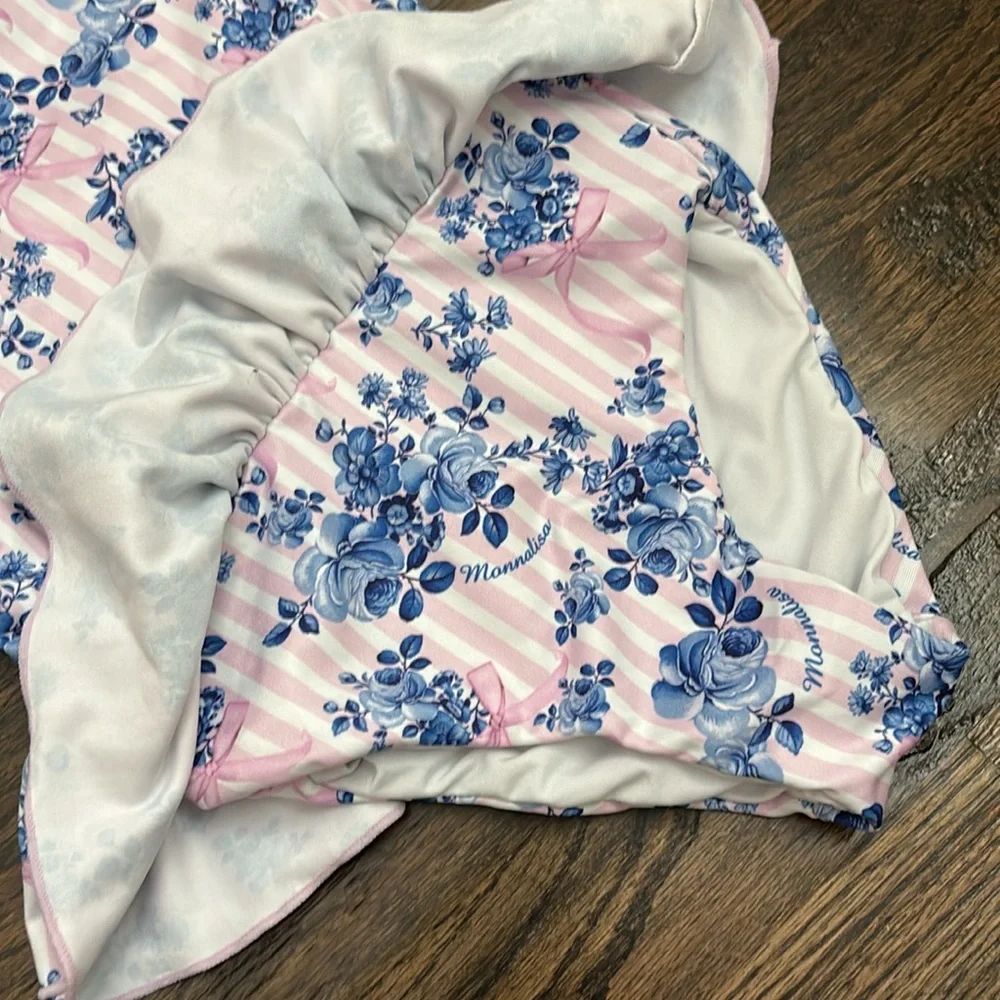 Monnalisa Pink & Blue Floral One-Piece Swimsuit - 36 Months